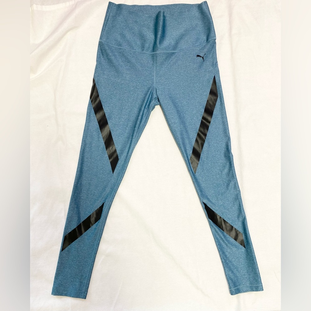 Puma black/blue green power shape leggings size large